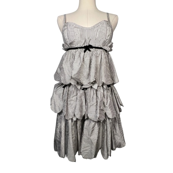 Marc By Marc Jacobs Womens Silk Striped Print Tiered Dress (2) - Picture 5 of 11